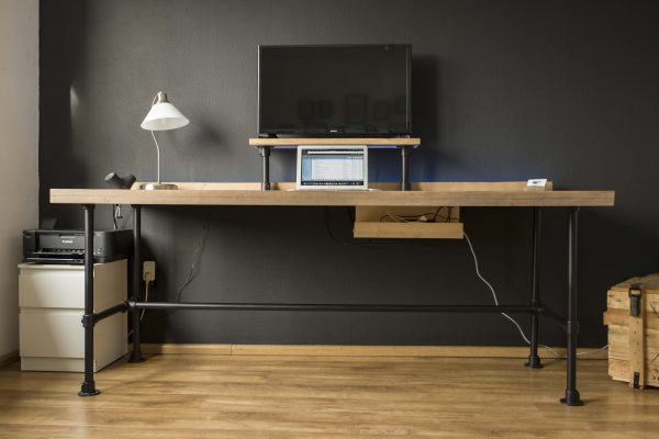 Bureau steigerhout en staal - Afbeelding 3