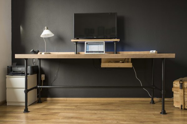 Bureau steigerhout en staal - Afbeelding 4