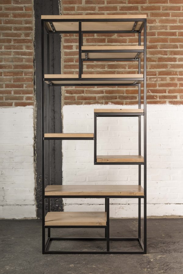 Wandkast van steigerhout en staal - Afbeelding 3