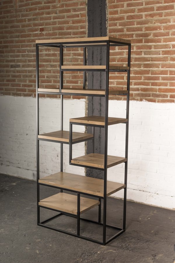 Wandkast van steigerhout en staal - Afbeelding 4