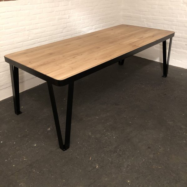 Eettafel eiken in frame met afgeronde hoeken - Afbeelding 2