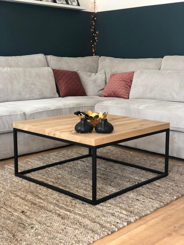 Salontafel eiken frame vierkant 4cm
