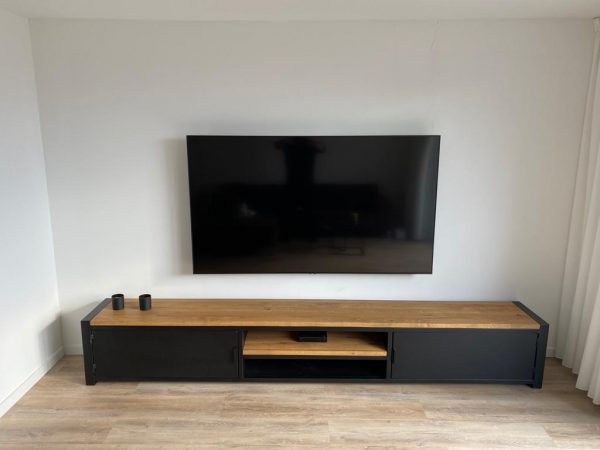 TV meubel staal en eiken - Afbeelding 2