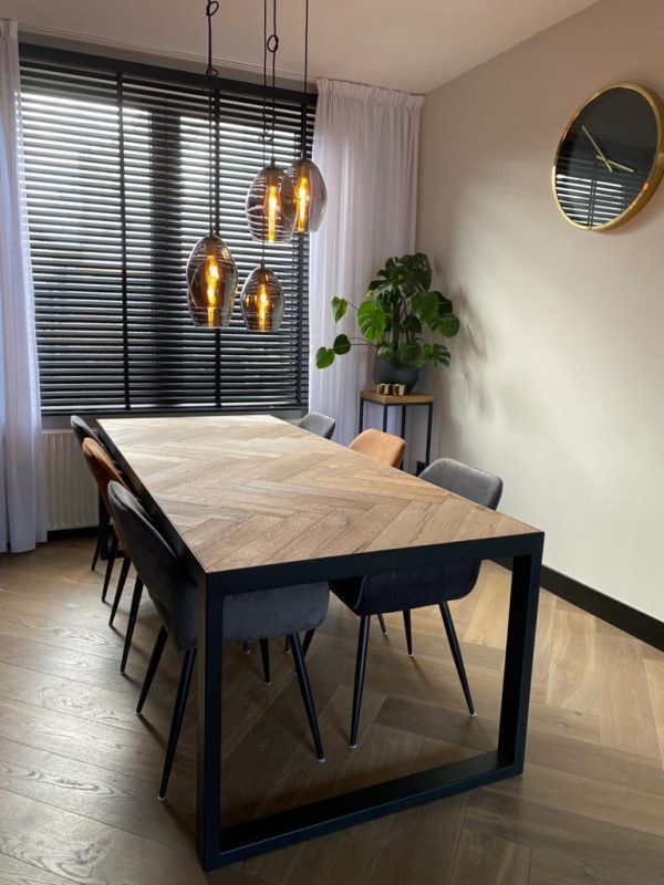 Frame tafel eiken visgraat cube - Afbeelding 2