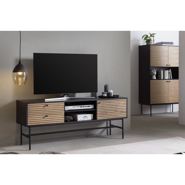 Lowboard zwart/eiken echt houtfineer